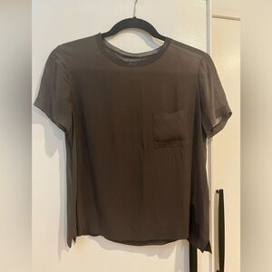 Vince Silk Sheer Tee Olive